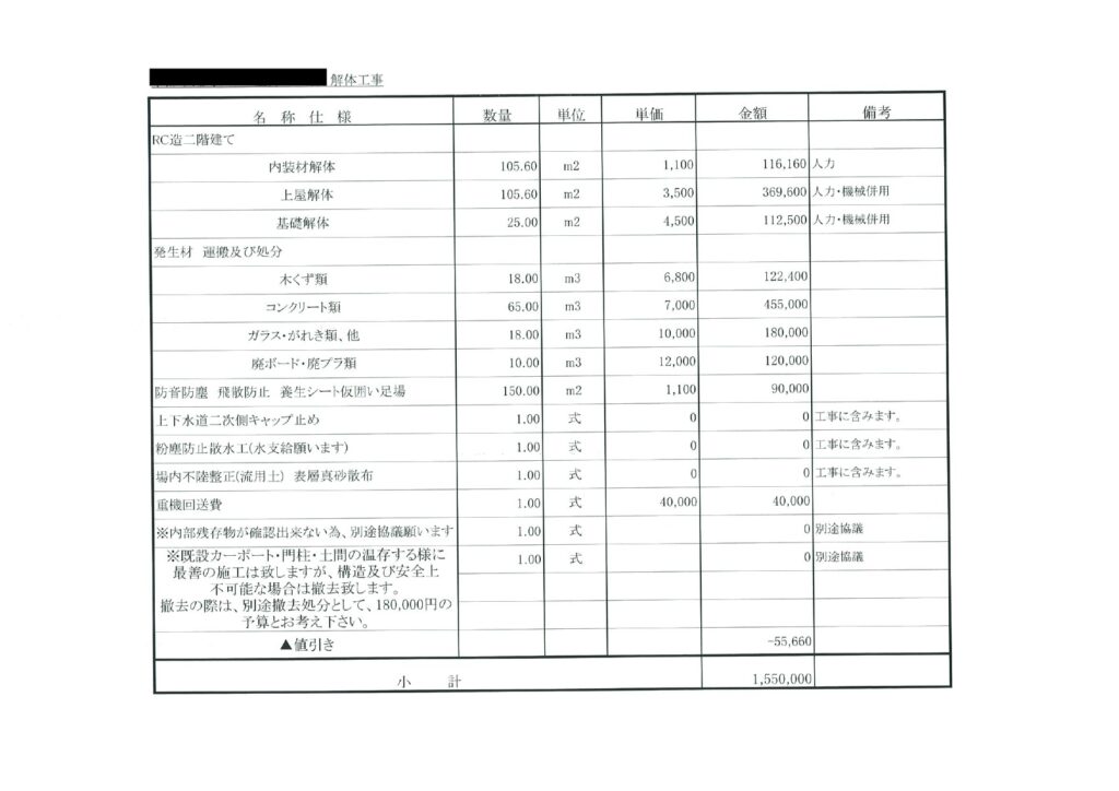 解体費用 実例