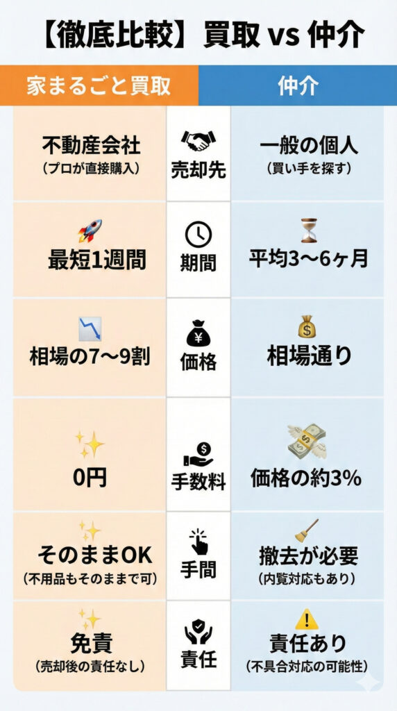 家丸ごと買取と仲介の比較